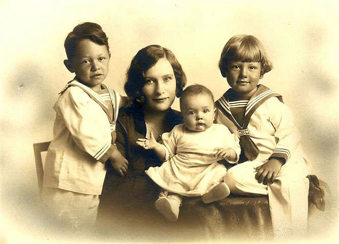 My wife Sylvia's namesake and grandmother Sylvia Bennett Zoz with sons Bill, Ralph and Ray (left to right) cir 1929